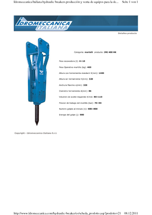 Hydraulik-Meißelhämmer Idromeccanica IMI 400