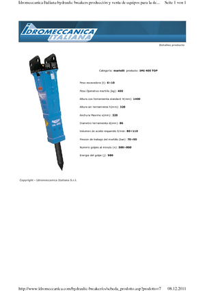 Hydraulik-Meißelhämmer Idromeccanica IMI 400 Top