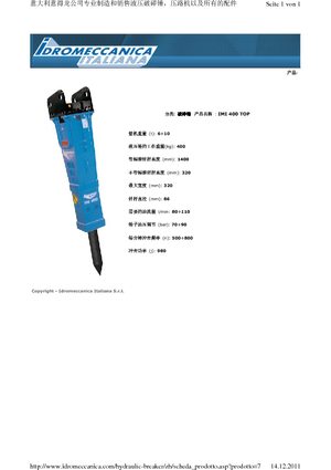 Hydraulik-Meißelhämmer Idromeccanica IMI 400 Top