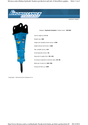 Hydraulik-Meißelhämmer Idromeccanica IMI 605