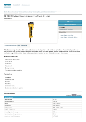 Hydraulik-Meißelhämmer Atlas Copco MB 1700