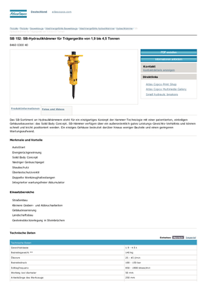 Hydraulik-Meißelhämmer Atlas Copco SB 152