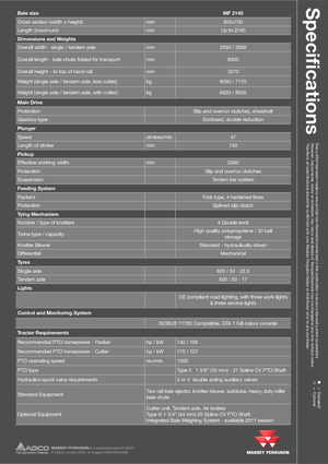 Grosspackenpressen + Hochdruckpressen Massey Ferguson MF 2140 SP