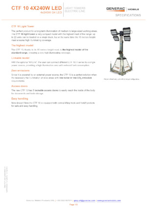Lichtmasten Generac Mobile CTF-10