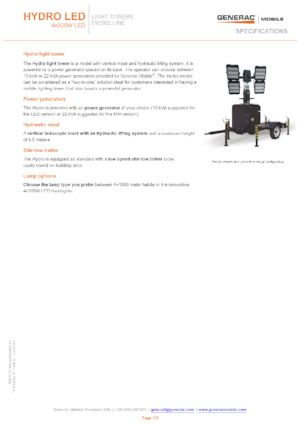 Lichtmasten Generac Mobile Hydro LED