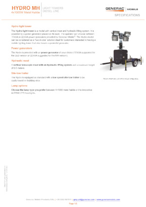 Lichtmasten Generac Mobile Hydro MH