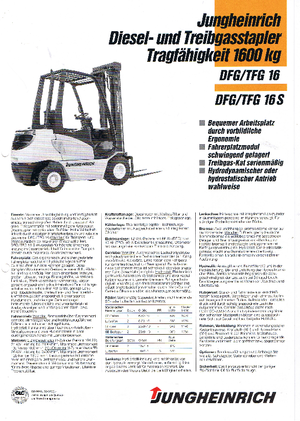 Frontstapler Treibgas Jungheinrich TFG 16