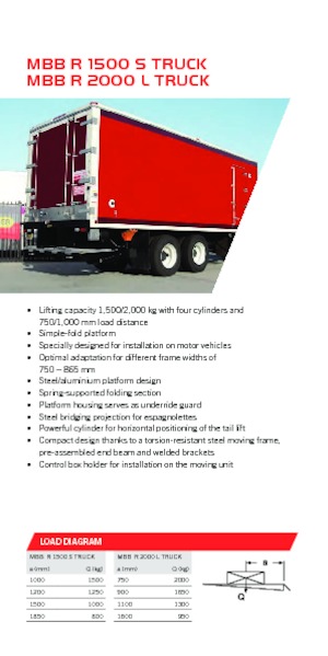 Hubladebühnen MBB Palfinger MBB R 2000 L TRUCK