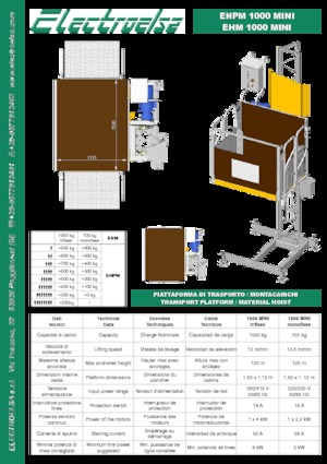 Industrieaufzüge Electroelsa EHPM 1000 Mini