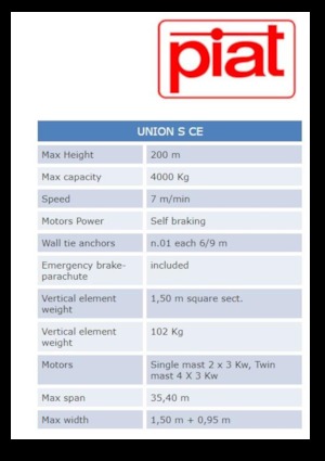 Mastkletterarbeitsbühnen Piat UNION S CE