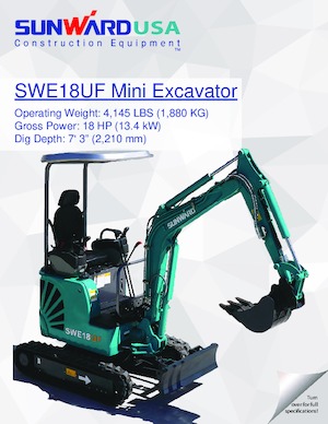 Minibagger Sunward SWE18UF