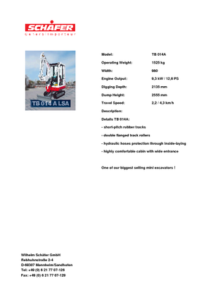 Minibagger Takeuchi TB 014 A