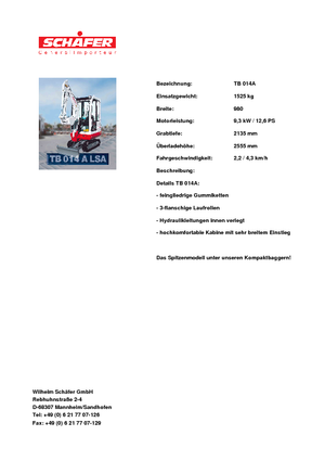 Minibagger Takeuchi TB 014 A