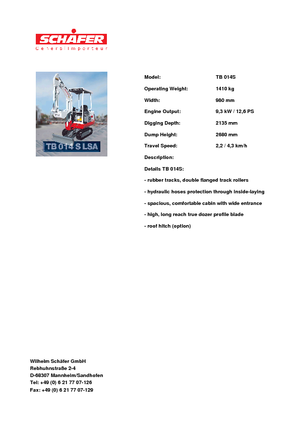 Minibagger Takeuchi TB 014 S