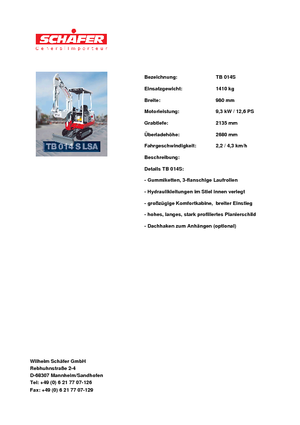 Minibagger Takeuchi TB 014 S