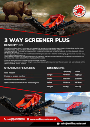 Mobile Siebanlagen Red Rhino 3 WAY SCREENER PLUS