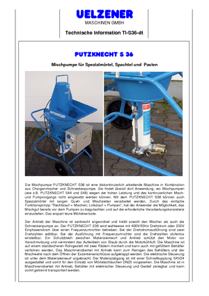 Mörtel-Mischpumpen Uelzener S 36 400 V