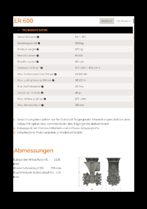 Anbaufräsköpfe (hydr.) Erkat ER 600