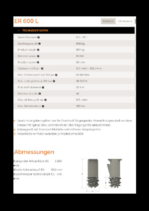 Anbaufräsköpfe (hydr.) Erkat ER 600L