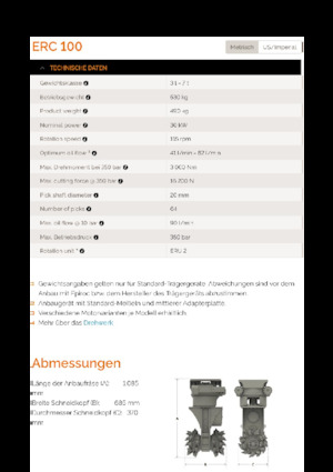 Anbaufräsköpfe (hydr.) Erkat ERC 100