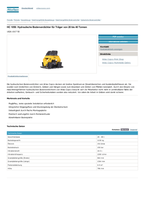 Anbauflächenrüttler Atlas Copco HC 1050