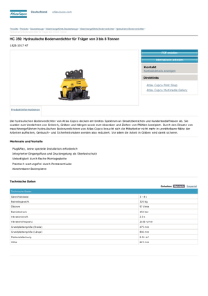 Anbauflächenrüttler Atlas Copco HC 350