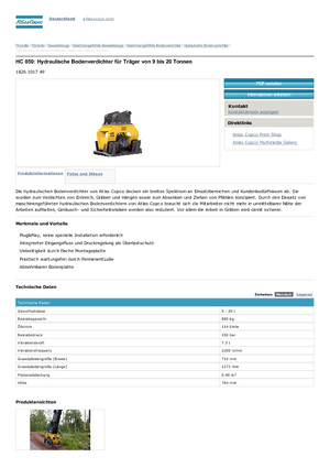 Anbauflächenrüttler Atlas Copco HC 850