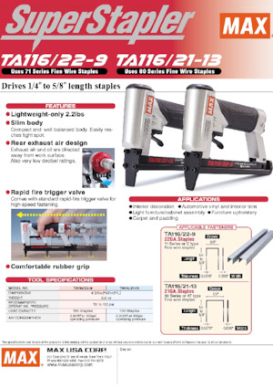 Nagler und Klammergeräte MAX USA CORP. TA116A/22-9