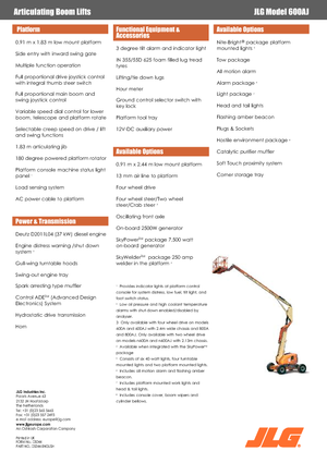 Gelenkarbeitsbühnen auf Rädern JLG 600AJ