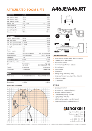 Gelenkarbeitsbühnen auf Rädern Snorkel A46JRT