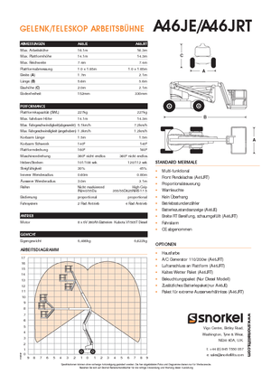 Gelenkarbeitsbühnen auf Rädern Snorkel A46JRT