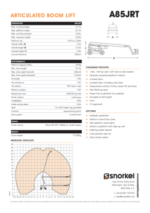 Gelenkarbeitsbühnen auf Rädern Snorkel A85JRT