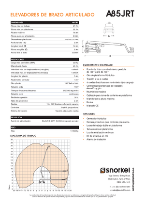 Gelenkarbeitsbühnen auf Rädern Snorkel A85JRT