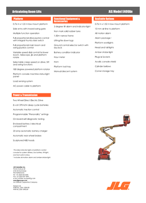 Gelenkarbeitsbühnen auf Rädern JLG E400AN