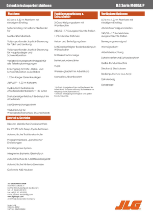 Gelenkarbeitsbühnen auf Rädern JLG M400AJP