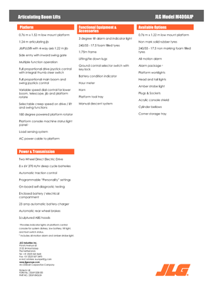 Gelenkarbeitsbühnen auf Rädern JLG M400AJP