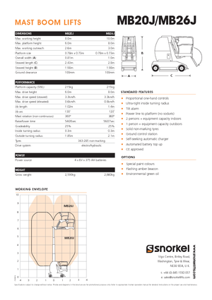 Senkrechtmast-Arbeitsbühnen Snorkel MB26J