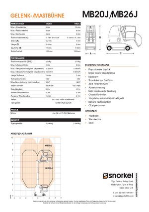 Senkrechtmast-Arbeitsbühnen Snorkel MB26J