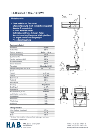 Scherenbühnen auf Rädern HAB S 105-16 E 2WD