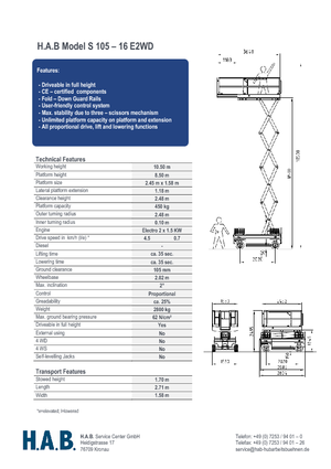 Scherenbühnen auf Rädern HAB S 105-16 E 2WD