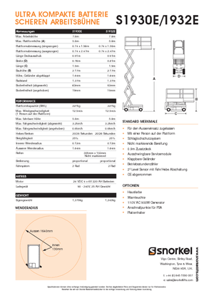 Scherenbühnen auf Rädern Snorkel S1930E