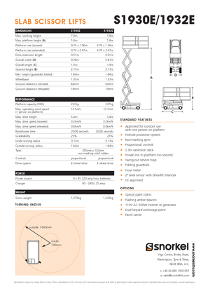 Scherenbühnen auf Rädern Snorkel S1930E