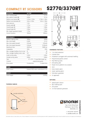 Scherenbühnen auf Rädern Snorkel S2770RT