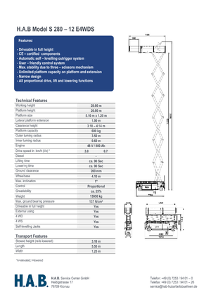 Scherenbühnen auf Rädern HAB S 280-12 E 4WD S