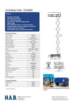 Scherenbühnen auf Rädern HAB S 280-25 D 4WD S
