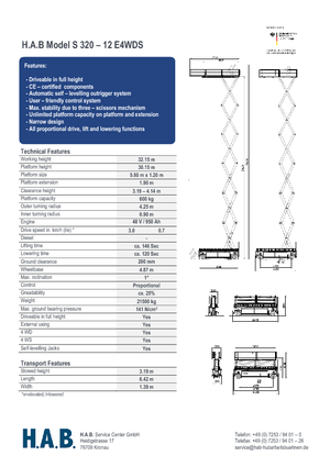 Scherenbühnen auf Rädern HAB S 320-12 E 4WD S