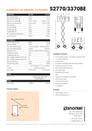 Scherenbühnen auf Rädern Snorkel S3370BE