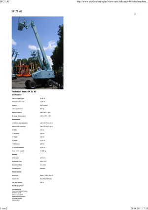 Teleskoparbeitsbühnen auf Rädern Aichi SP21AJ