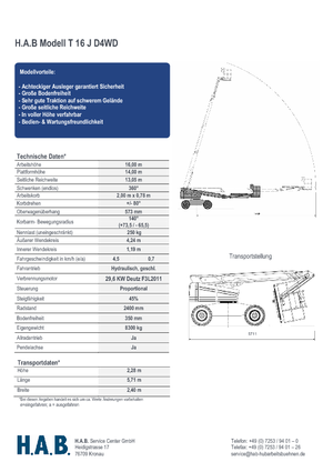 Teleskoparbeitsbühnen auf Rädern HAB T 16 JD 4WD