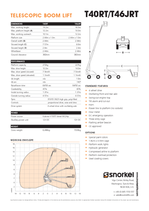 Teleskoparbeitsbühnen auf Rädern Snorkel T40RT